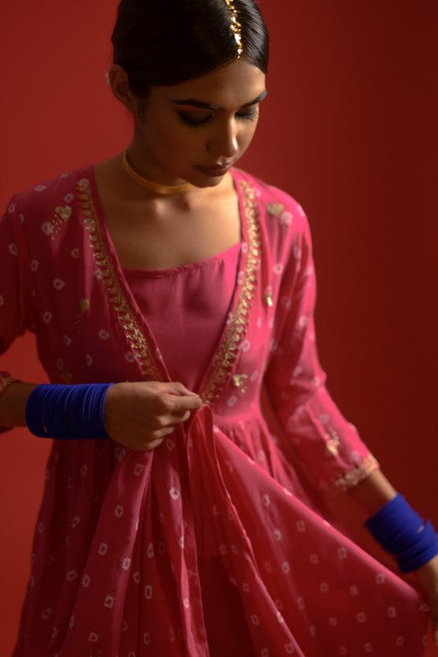 Bandhani Tie Up Jacket With Inner