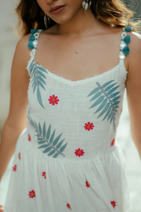 Organic cotton embroidered short Dress