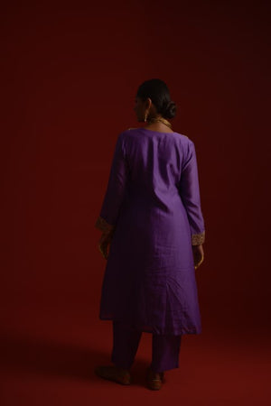 Purple chanderi coin work dress