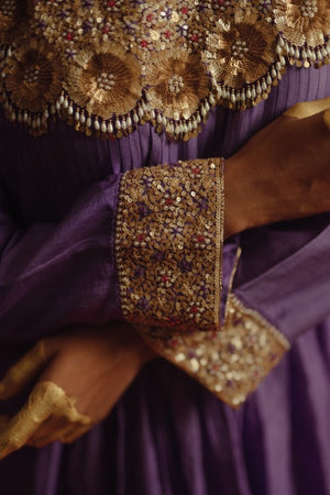 Purple chanderi coin work dress