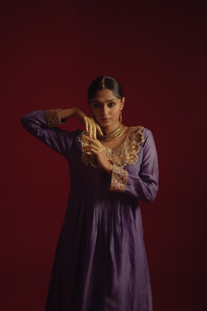 Purple chanderi coin work dress
