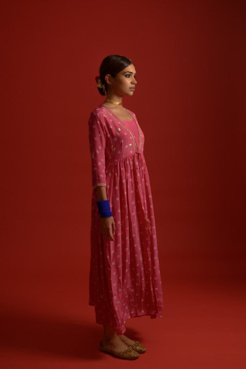 Bandhani Tie Up Jacket With Inner