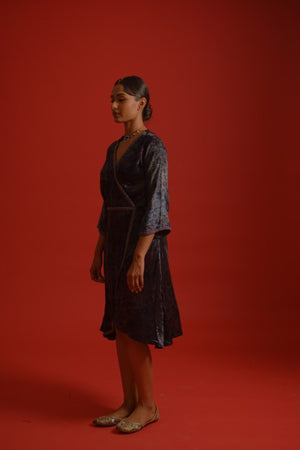 Velvet Ajrakh Wrap Dress