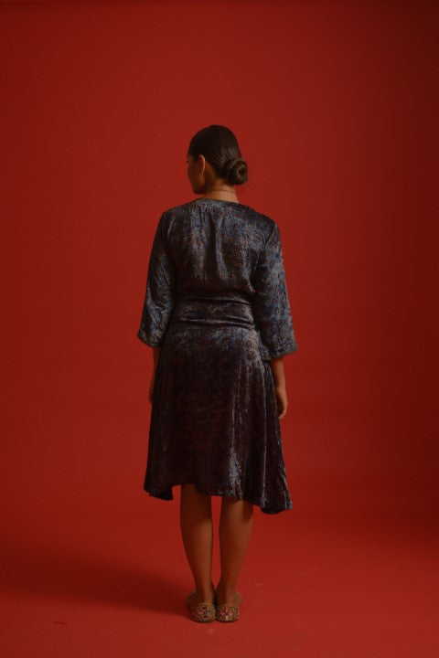 Velvet Ajrakh Wrap Dress