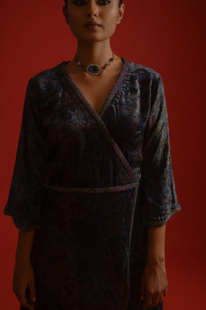 Velvet Ajrakh Wrap Dress