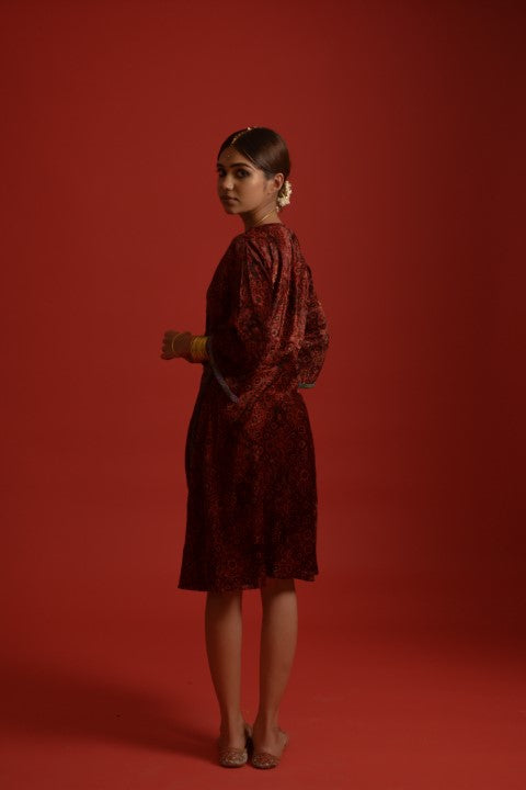 Aajrakh Print Red Dress