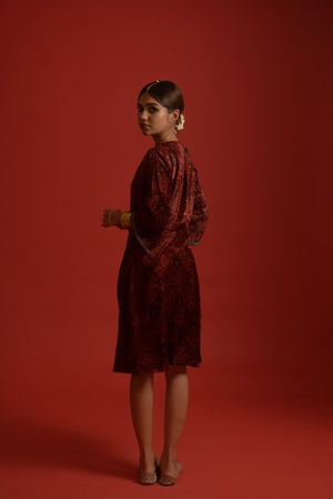 Aajrakh Print Red Dress