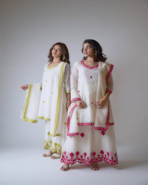 Aari work chanderi suit
