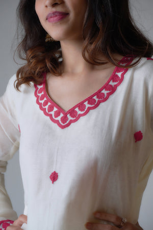Aari work chanderi suit