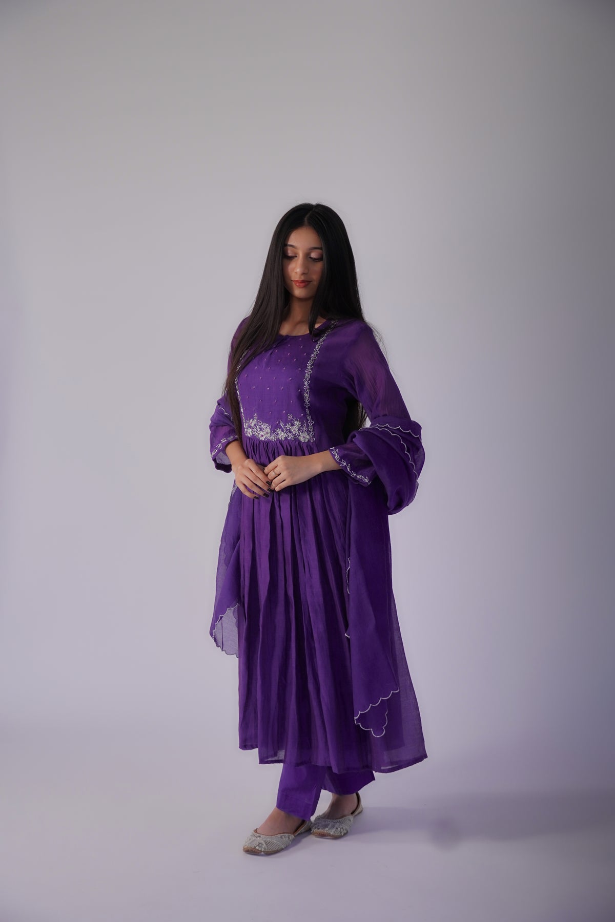 Silver Zardosi Suit
