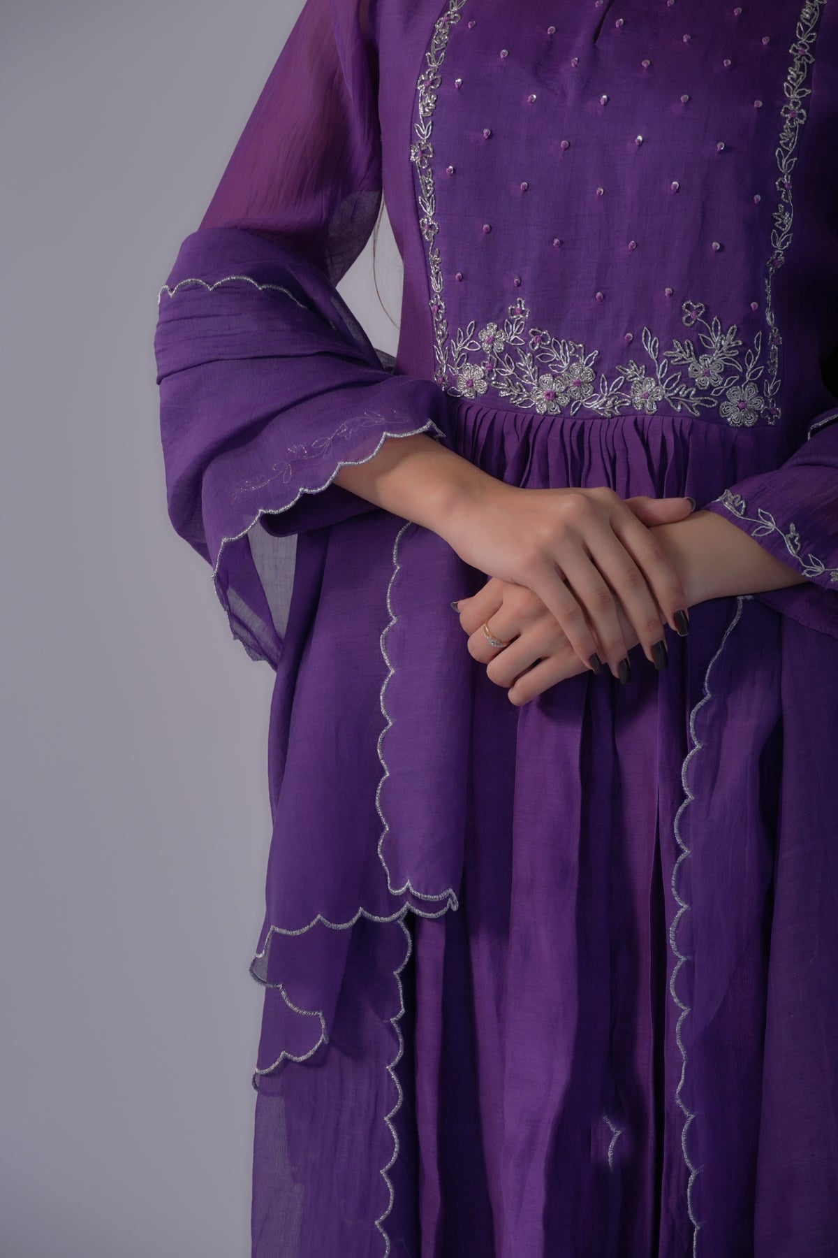 Silver Zardosi Suit