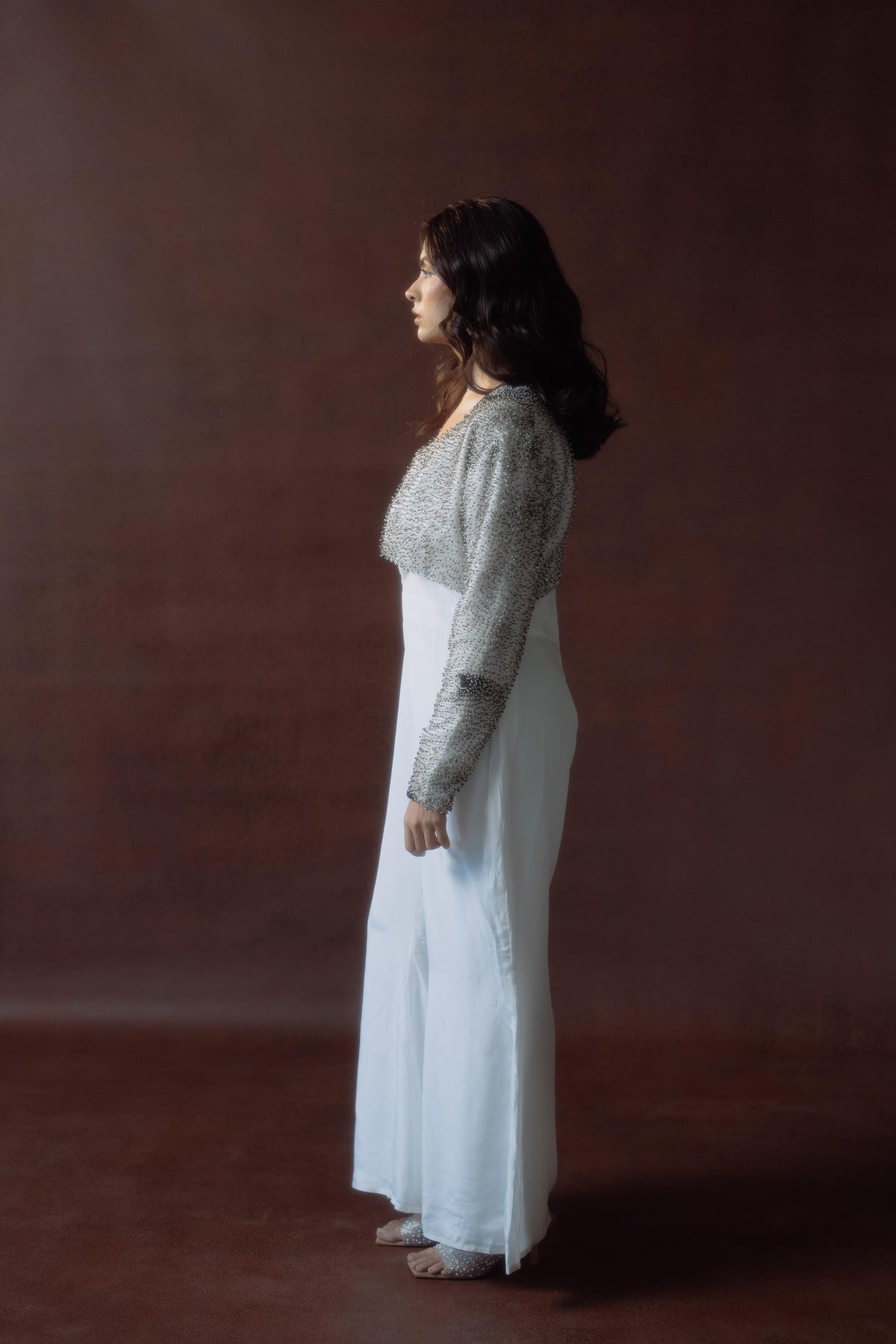 White Jumpsuit With Pipe Work Jacket