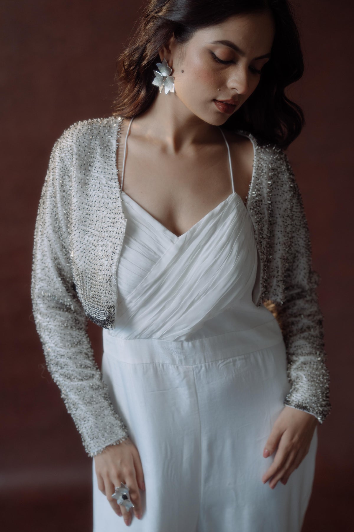 White Jumpsuit With Pipe Work Jacket