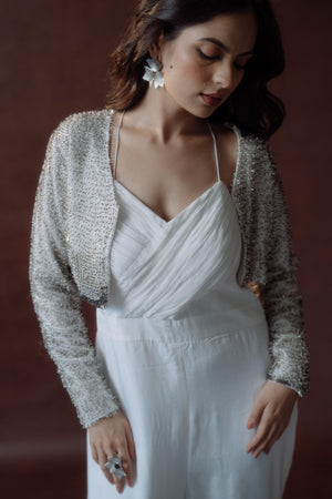 White Jumpsuit With Pipe Work Jacket