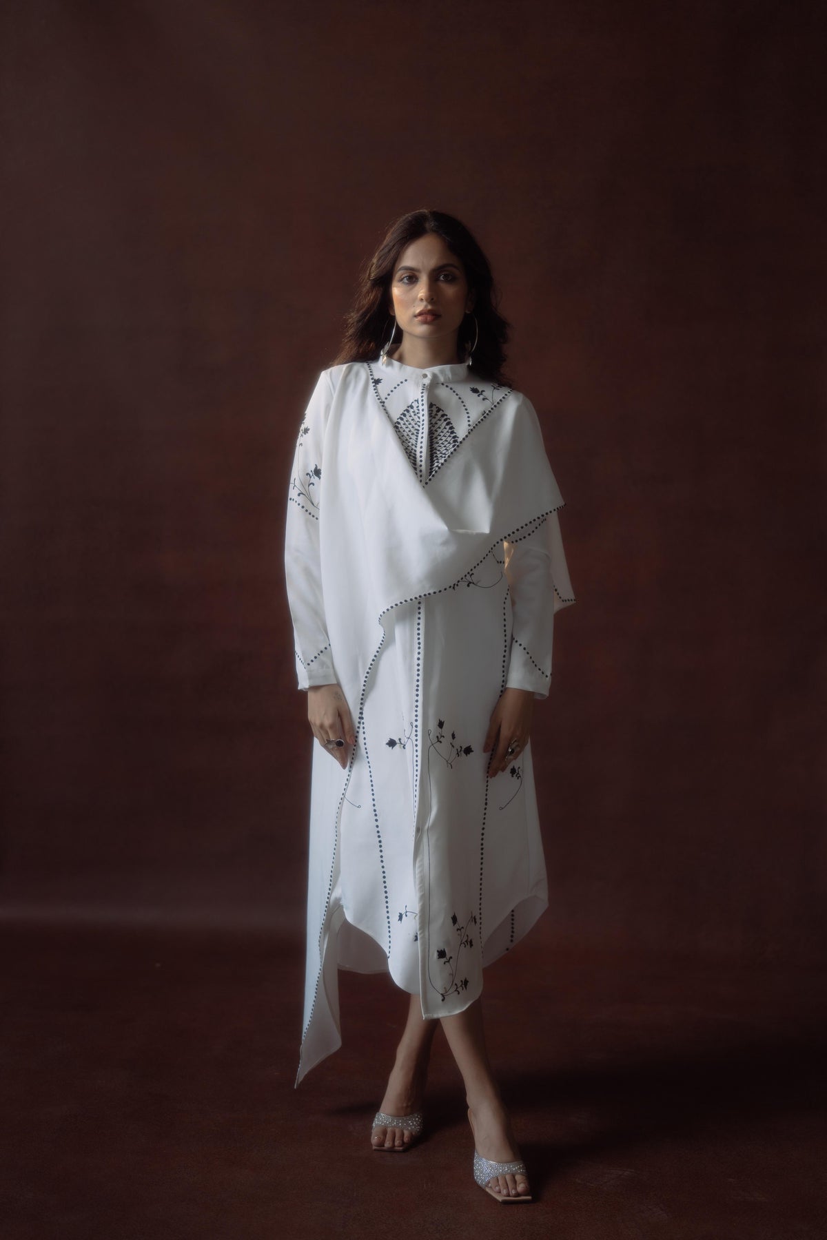 Indo-Western Embroidered Wrap Style Dress