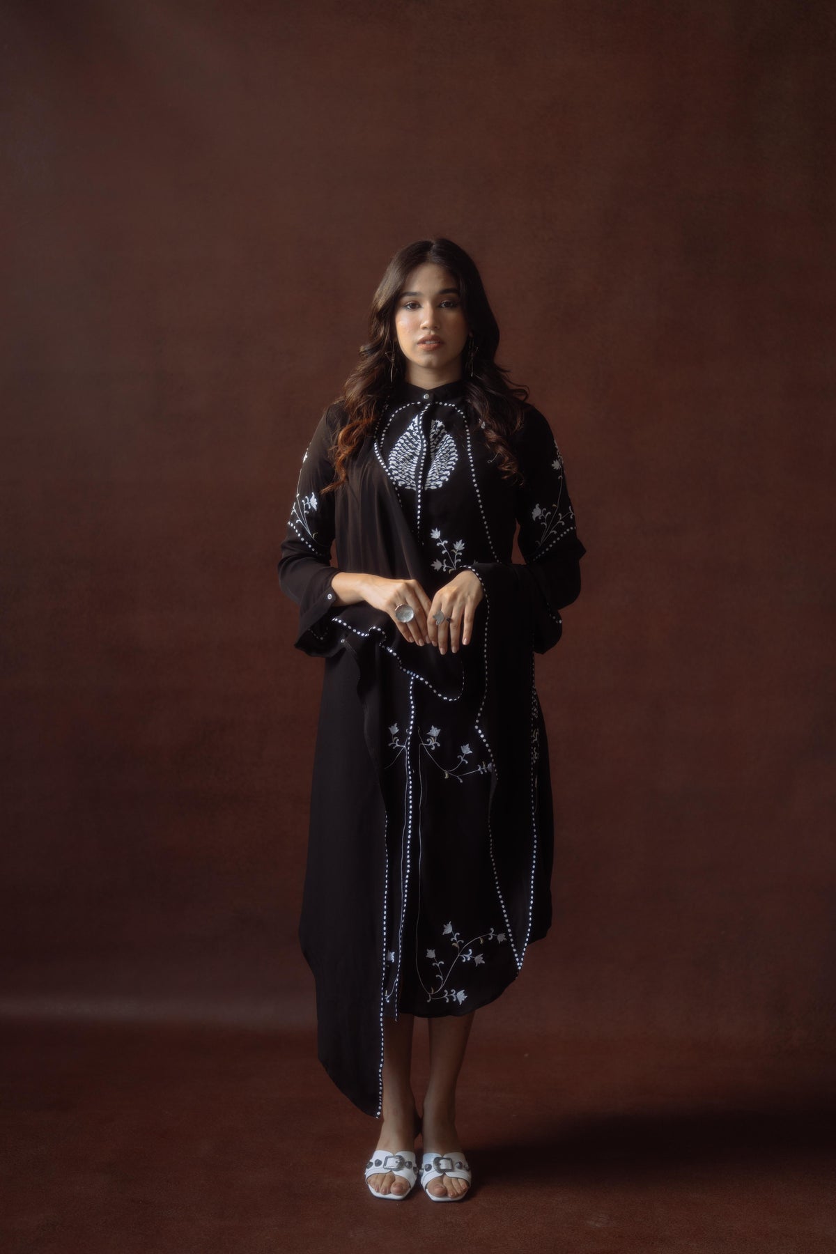 Indo-Western Embroidered Wrap Style Dress