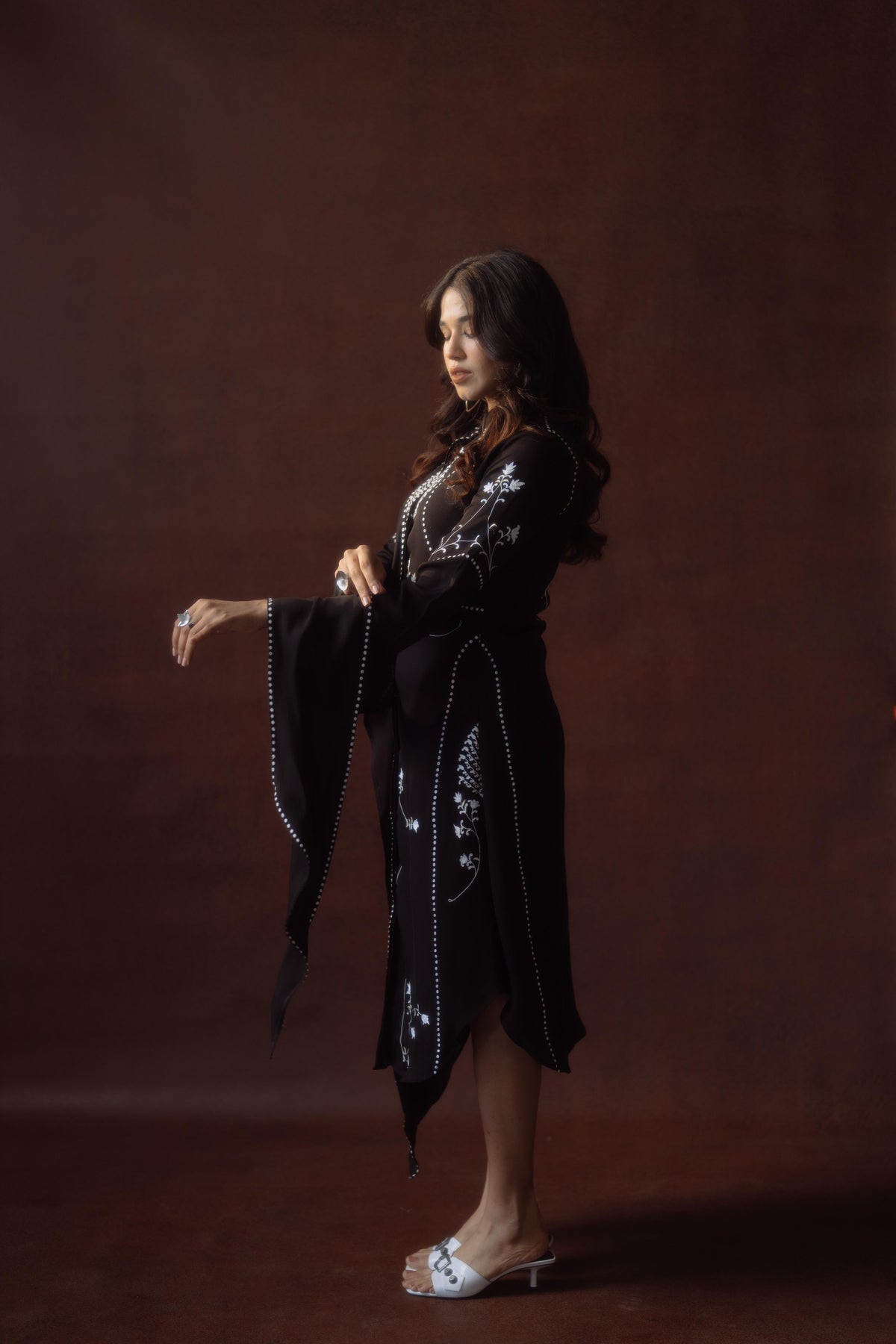 Indo-Western Embroidered Wrap Style Dress
