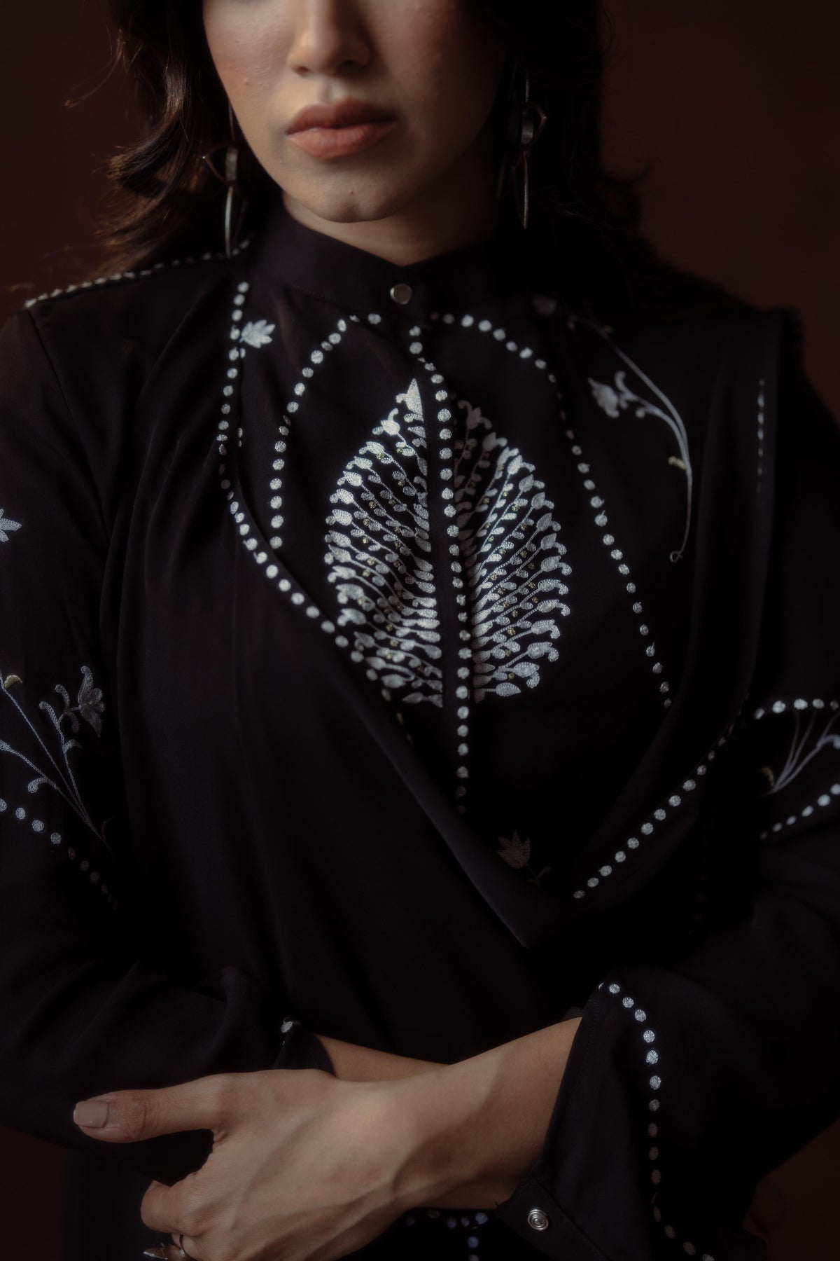 Indo-Western Embroidered Wrap Style Dress