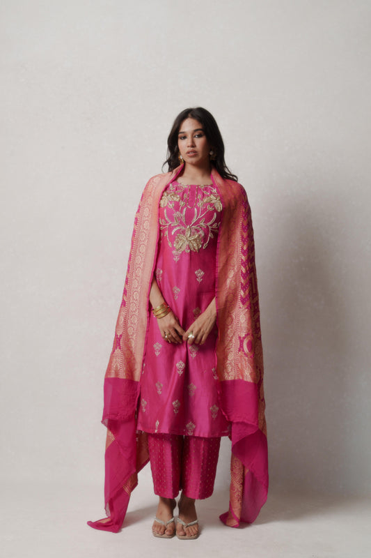 Pink Banarasi Suit Set