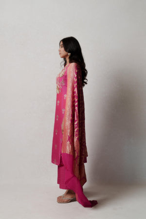 Pink Banarasi Suit Set