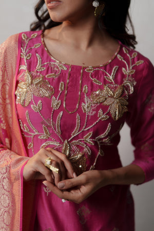 Pink Banarasi Suit Set