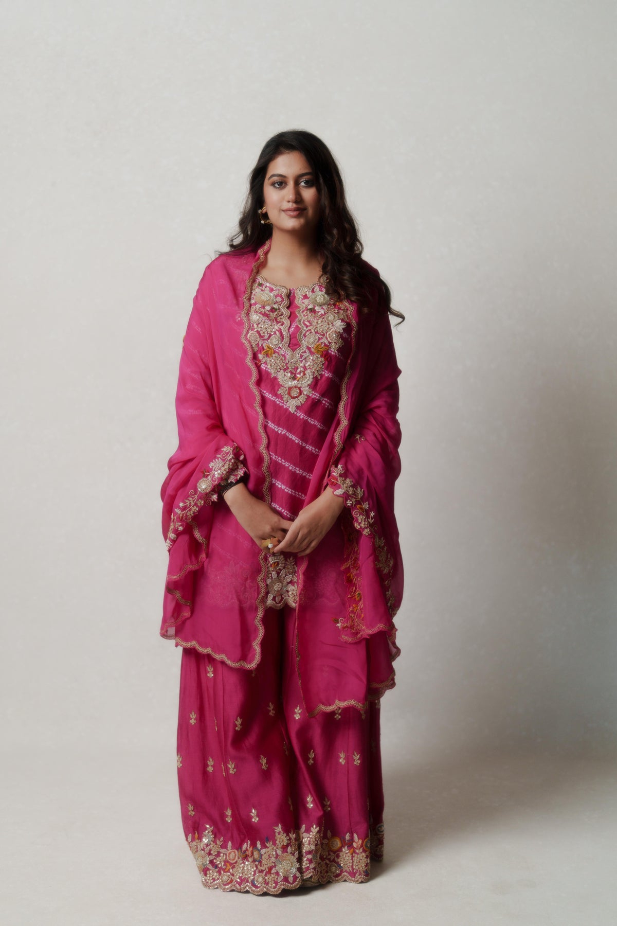 Pink Bandhani Sharara Set