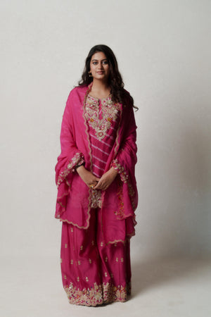 Pink Bandhani Sharara Set