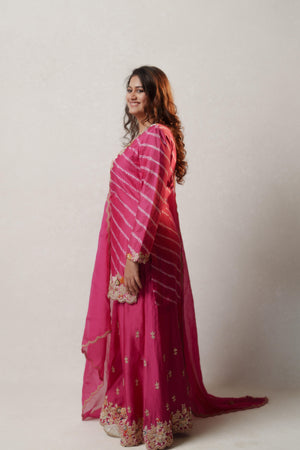 Pink Bandhani Sharara Set