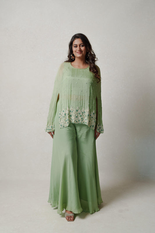 Mint Green Cape and Palazzo
