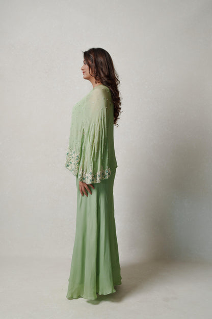 Mint Green Cape and Palazzo