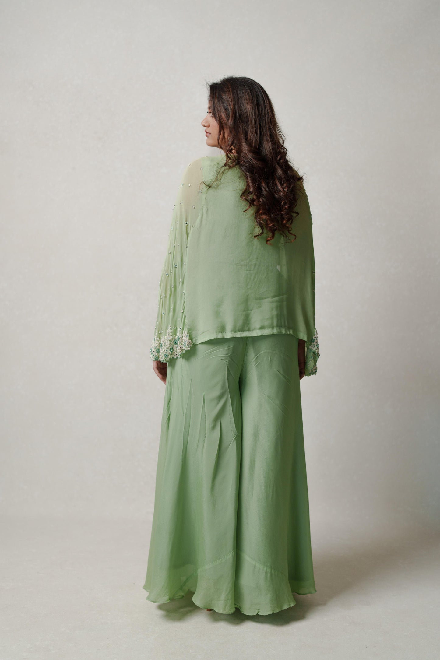 Mint Green Cape and Palazzo