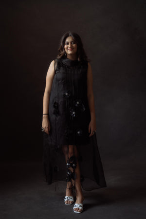 Black Organza Jacket With Inner