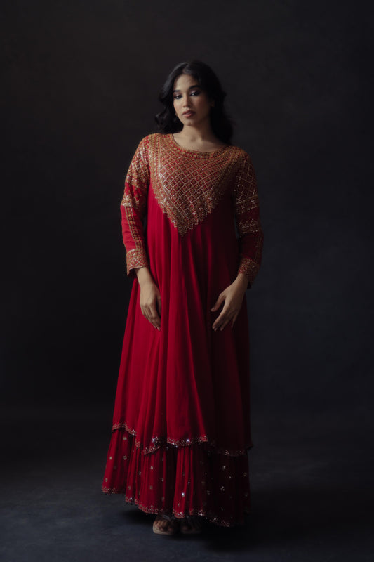 Red Georgette Anarkali