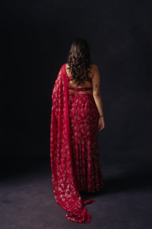 Cherry Red Saree