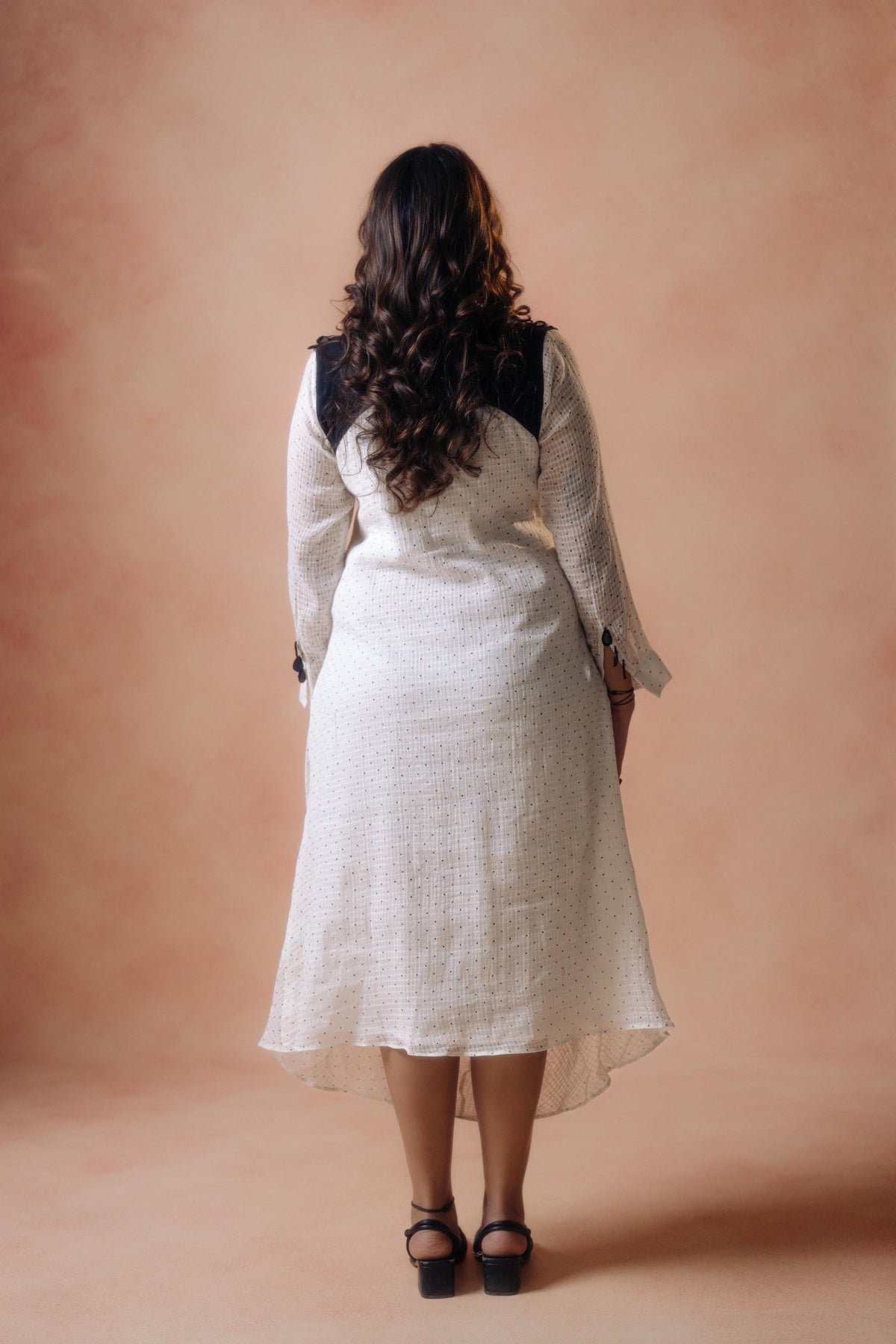 White Polka Dot Drape Dress