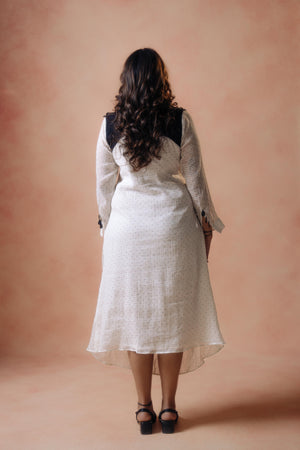 White Polka Dot Drape Dress