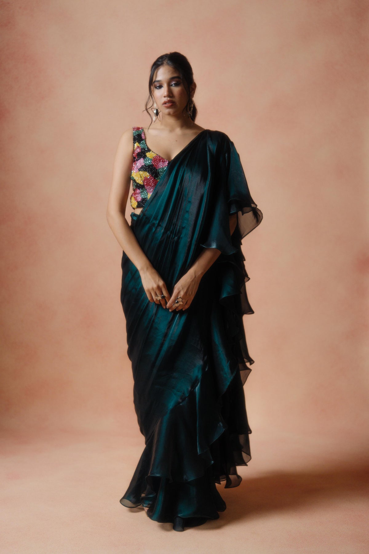 Emerald green saree with blouse