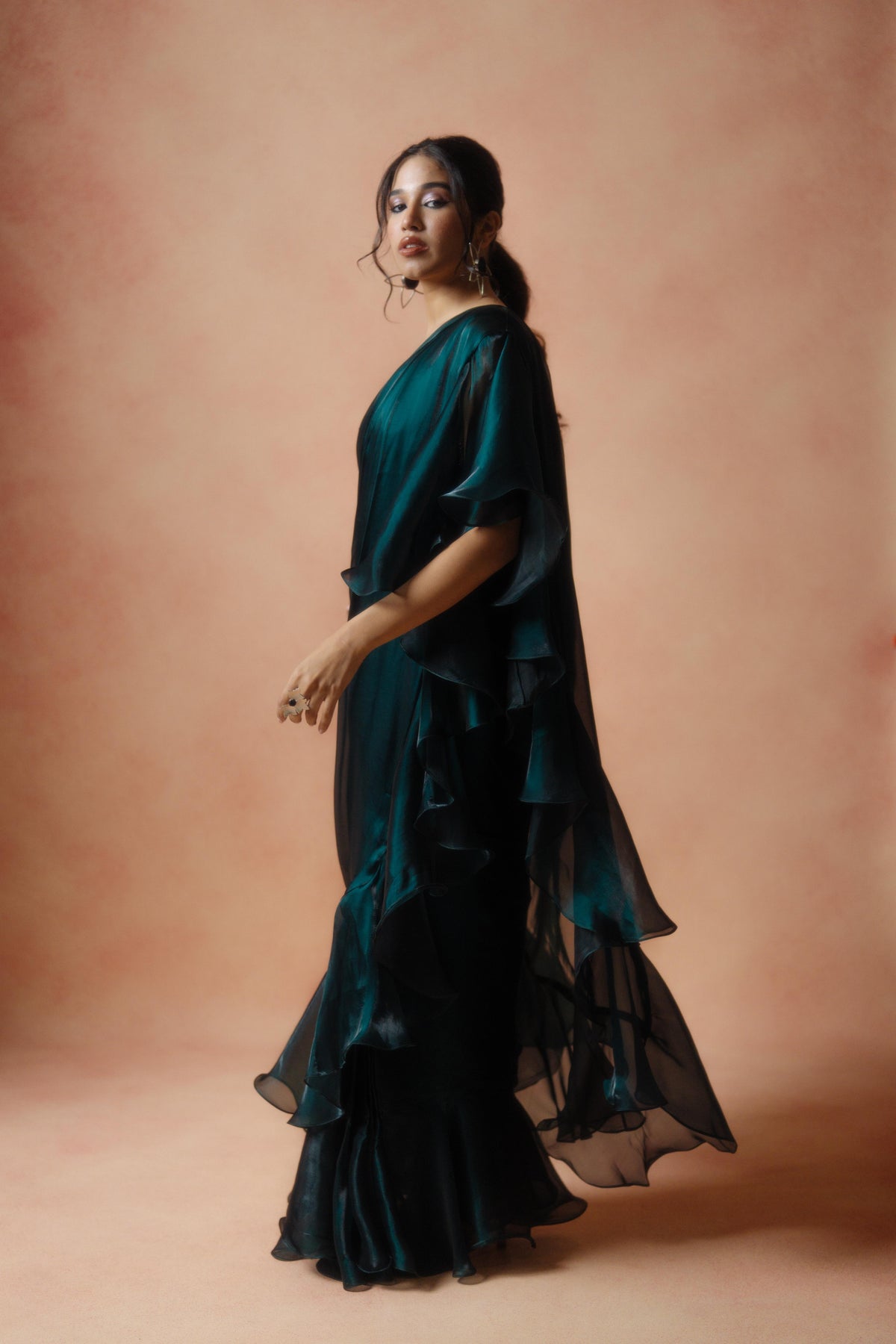 Emerald green saree with blouse