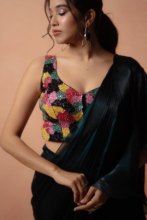 Emerald green saree with blouse