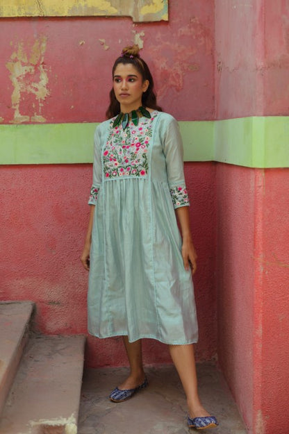 Light Blue Chanderi Dress