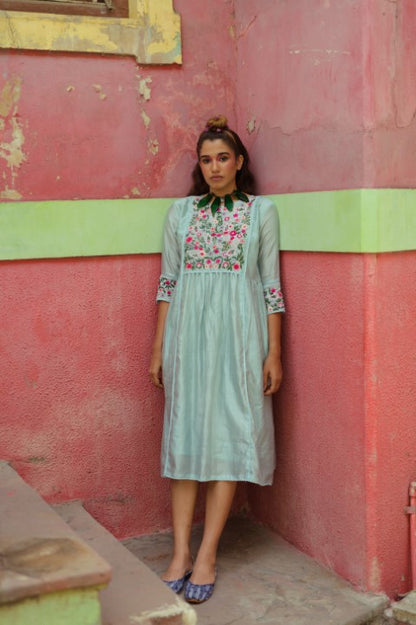 Light Blue Chanderi Dress