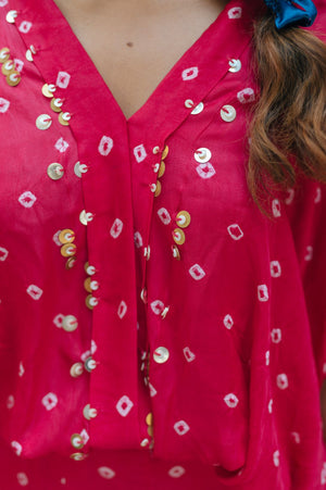 Pink bandhani co-ord set