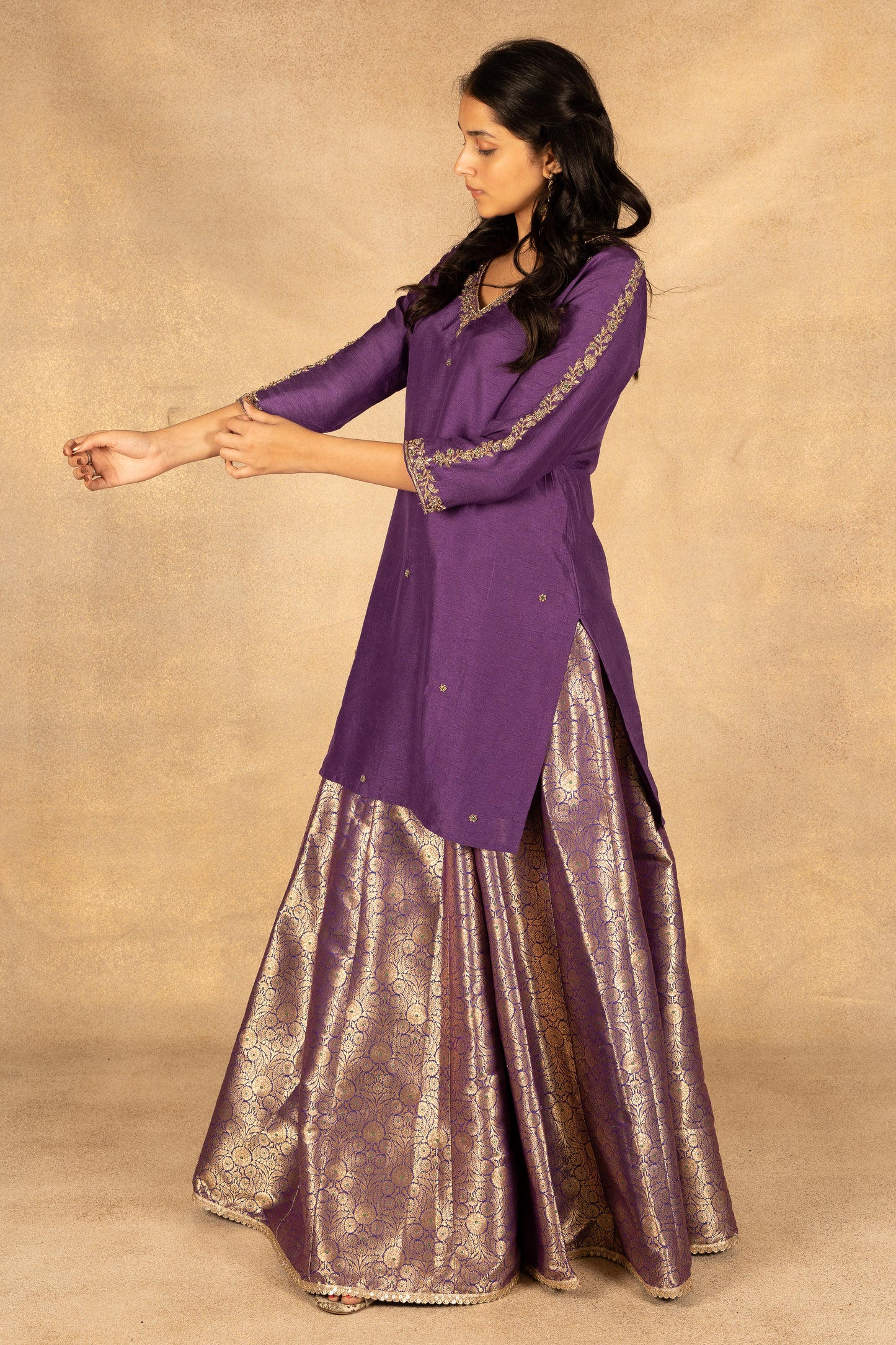 Purple Brocade Lehenga & Choli