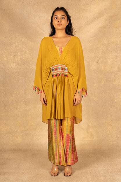 Mustard Kaftan Tie & Dye Set