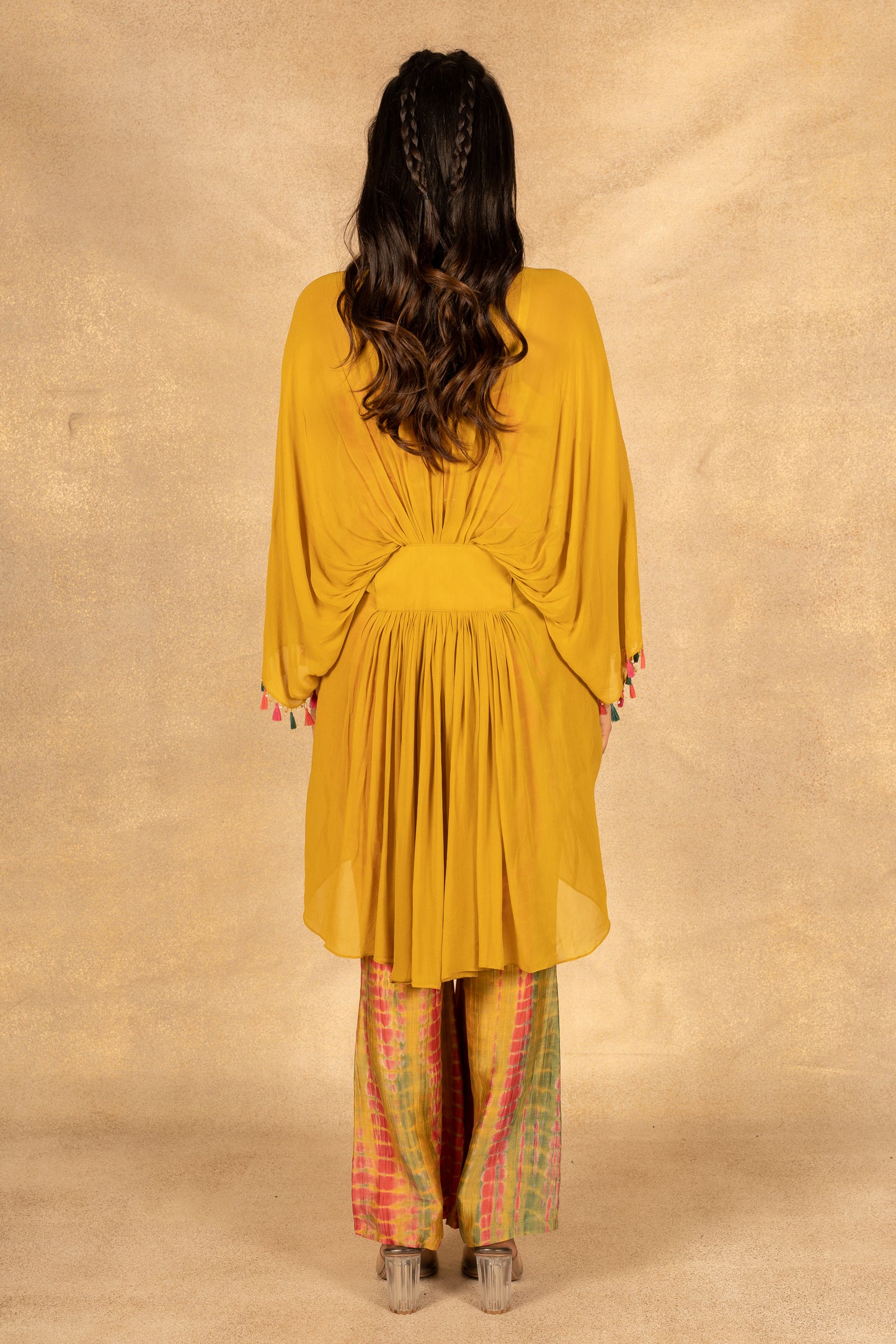 Mustard Kaftan Tie & Dye Set