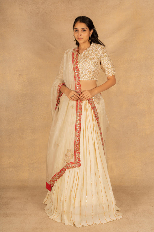 Off White Gota Patti Work Lehenga Set