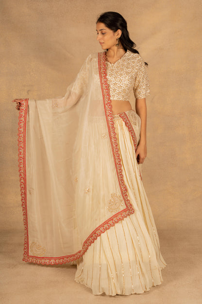 Off White Gota Patti Work Lehenga Set