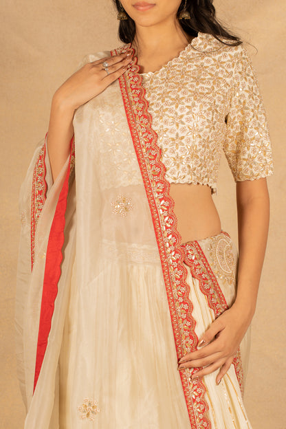 Off White Gota Patti Work Lehenga Set