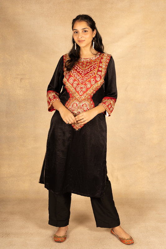 Black Bandhani Red Abha Dress