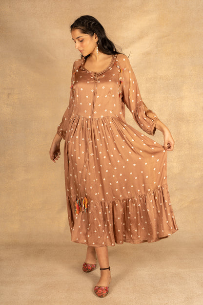 Brown bandhani Dress